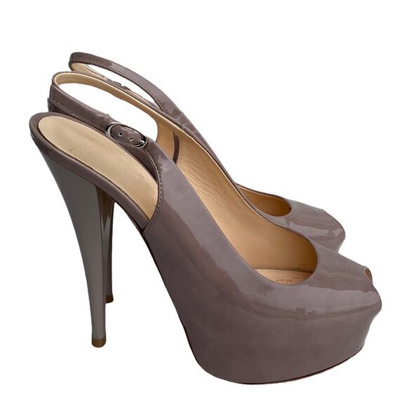 Giuseppe Zanotti Beige Patent Leather Peep Toe Slingback Platform Pump 38 1/2 - Picture 4 of 15